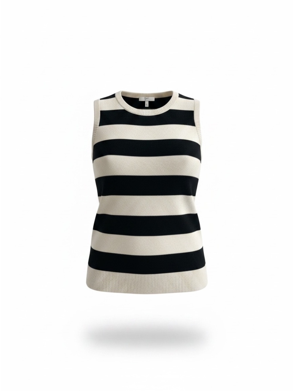 Joie Black and Cream Striped Sleeveless Knit Tank